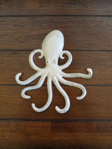 Octopus Cast Iron Hook Coastal Nautical Beach Metal Wall Art Whimsical