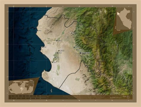 Piura Peru Low Res Satellite Labelled Points Of Cities Stock