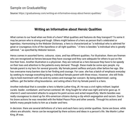 ⇉writing An Informative About Heroic Qualities Essay Example Graduateway