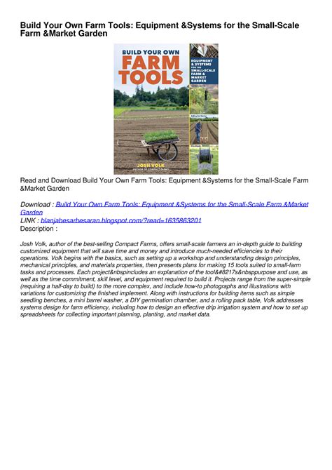 [PDF] DOWNLOAD FREE Build Your Own Farm Tools: Equipment Systems for ...