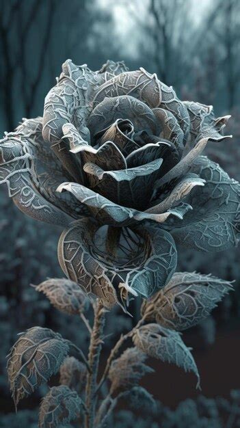 Premium AI Image | The frozen flower is a beautiful piece of art.