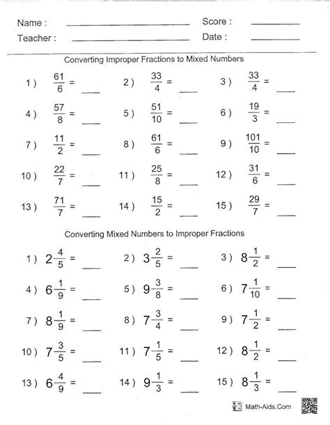 6th Grade Math Practice Sheets