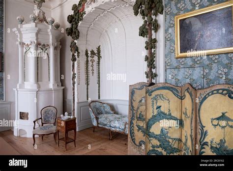 Rundāle Palace interior boudoir of the Duchess with ceramic room