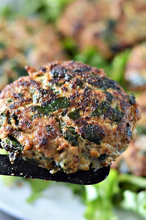 Keto Spinach Feta Turkey Burgers Easy Healthy Dinner Idea