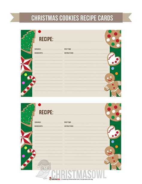 Printable christmas cookie recipe cards – Artofit