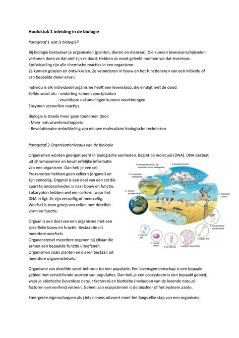 H1 En H2 Biologie Voor Jou VWO 4 Hoofdstuk 1 Inleiding In De Biologie