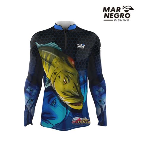 Camiseta Mar Negro Fishing Tucunaré Azul 1 Masc 2021 Ref 30135 Mar