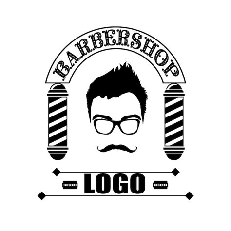 Design de logotipo de barbearia ornamentos vintage e ilustração de