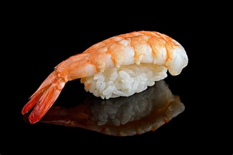 Premium Photo Ebi Sushi With Tiger Shrimp On A Black