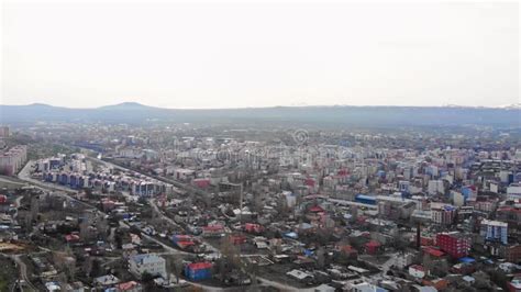 Aerial View Kars City Panorama Buildings With Buildings And Mountains