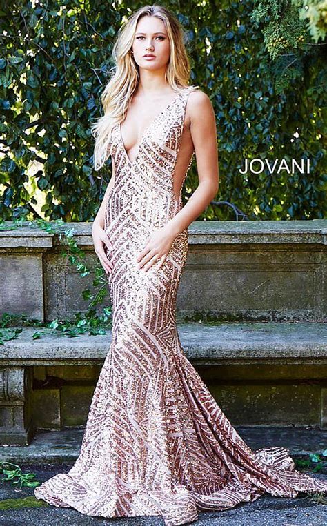 Rose Gold Sequin Fitted Mermaid Dress Jovani Prom2020 In 2020