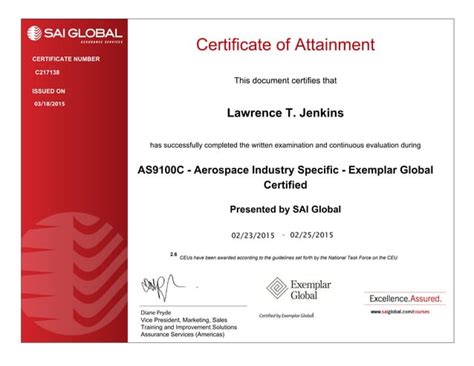 As9100 Aerospace Industry Specific Certificate Ppt