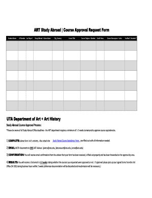 Fillable Online Uta ART Study Abroad Course Approval Request Form Uta