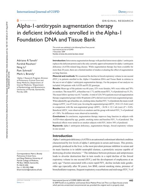 Pdf Alpha 1 Antitrypsin Augmentation Therapy In Deficient Individuals