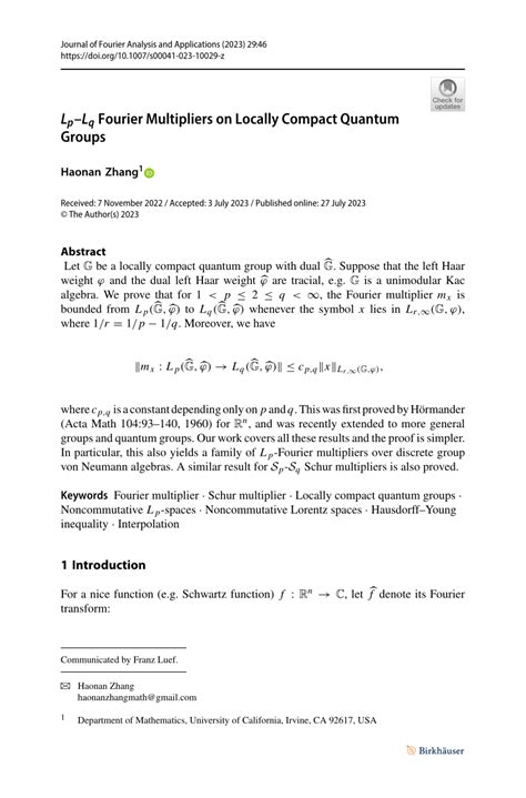 Pdf Lplq Fourier Multipliers On Locally Compact Quantum Groups