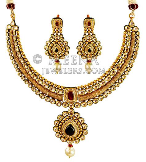 22k Gold Antique Set Stan20508 22k Gold Antique Necklace Set