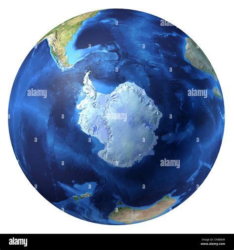 Earth Globe Realistic 3 D Rendering Antarctic South Pole View On