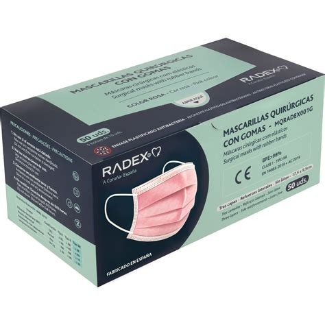 Caja de 50 mascarillas quirúrgicas IIR rosas Radex