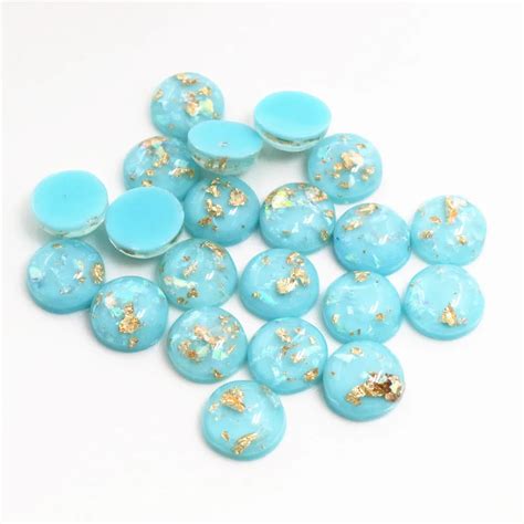 New Fashion 40pcs 12mm Light Sky Blue Colors Built In Metal Foil Flat