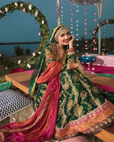 Ayeza Khan Looking Gorgeous In Beautiful Mehndi Dresses By Ansab