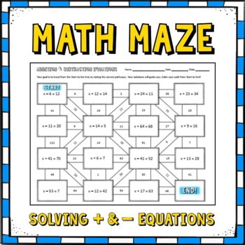 Solving Step Addition And Subtraction Equations Math Maze Tpt