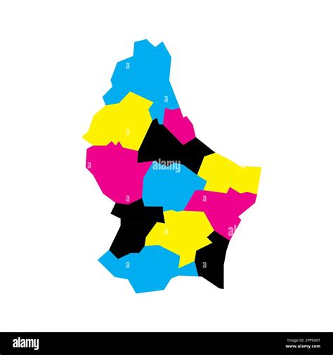 Luxembourg Political Map Of Administrative Divisions Cantons Blank