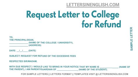 Request Letter To College For Refund YouTube