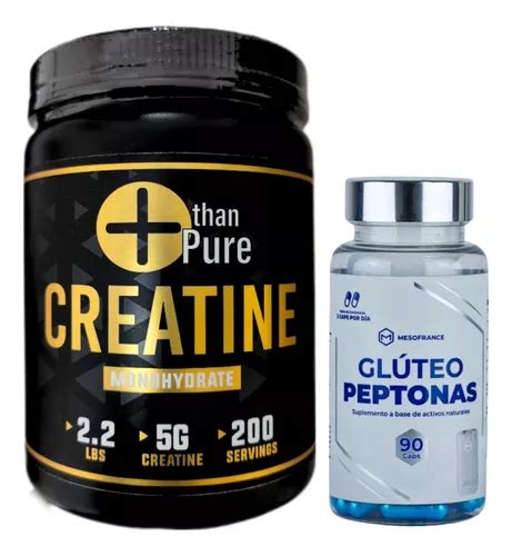 Creatina Monohidratada 1 Kg Glúteo Peptonas 90 Cápsulas Meses sin