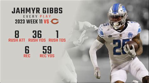 Jahmyr Gibbs Week Every Run Target And Catch Vs Chicago Bears