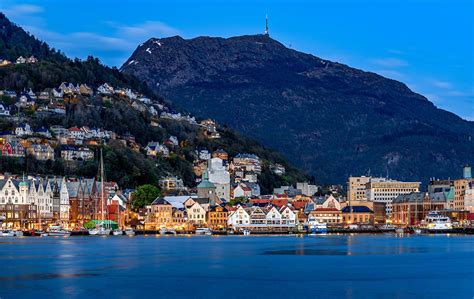 Pictures Bergen Norway Mountain Rivers Marinas Houses Cities