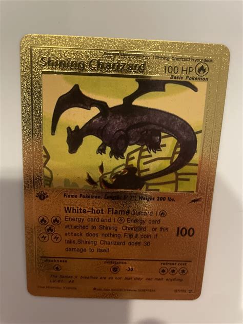 Ultra Rare Shining Charizard St Edition Gold Foil Fan Art Card