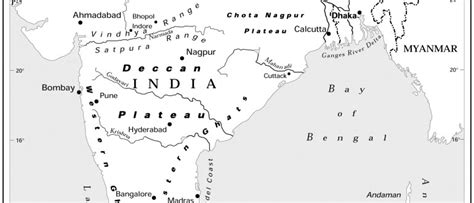 Physical Features Map Of India - Time Zones Map