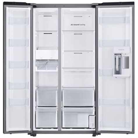 Samsung Bespoke Side By Side Refrigerator 28 Cu Ft With Beverage Center In White Glass Nfm