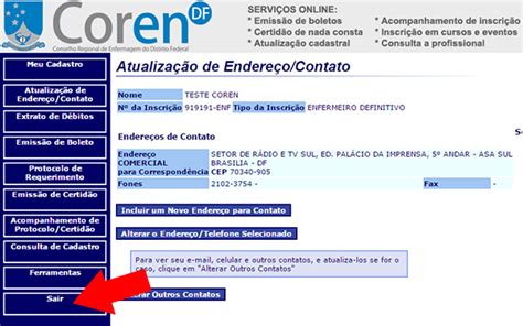 Atualizar Endere O Coren Df Conselho Regional De Enfermagem Do