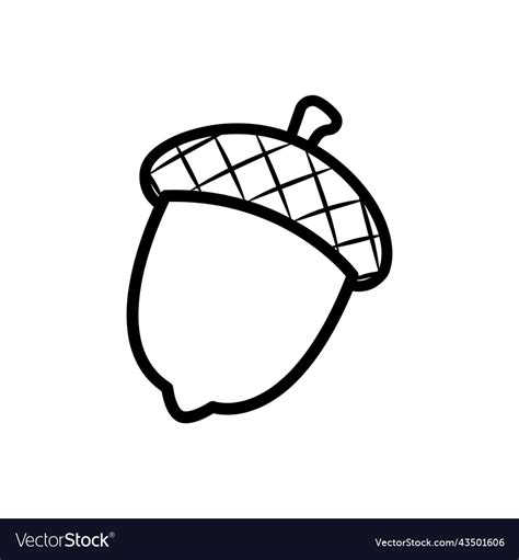 Acorn oak nut black line autumn Royalty Free Vector Image