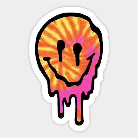 Pink And Orange Tie Dye Drippy Smiley Face Vsco Sticker TeePublic