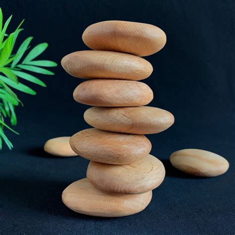 Wooden Pebbles Balancing Stones Wood Stacking Stones Toy Etsy