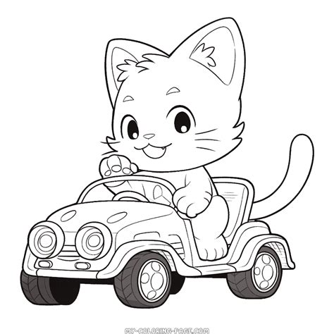 Cat car coloring page | My Coloring Page