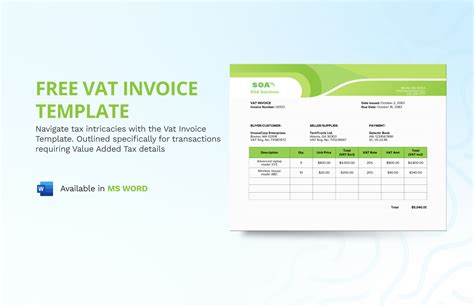 Free Vat Invoice Template - Download in Word | Template.net