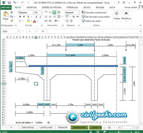 Hoja Excel Para Calculo De Muros De Gravedad Estribo Para Un Puente De