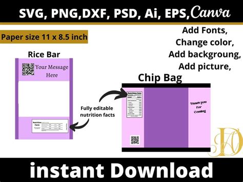 Party Favor Templates Bundle Save Bundle Chip Bag Template Etsy