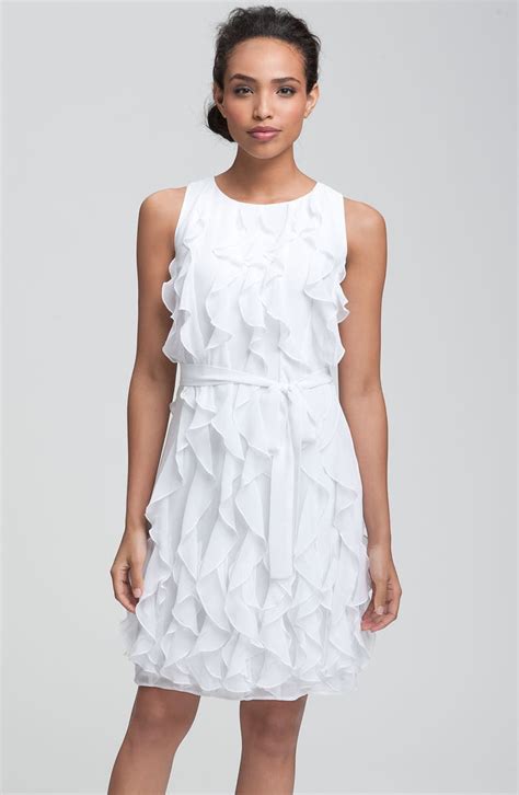 Calvin Klein Sash Tie Ruffle Chiffon Dress Nordstrom