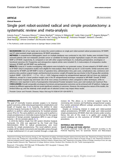 Single Port Robot Assisted Radical And Simple Prostatectomy A