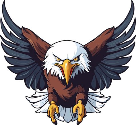 Premium Vector American Bald Eagle With Open Wings And Claws In