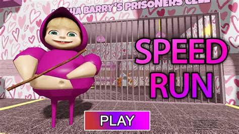 Masha Barry S Prison Run Obby Speed Run Youtube