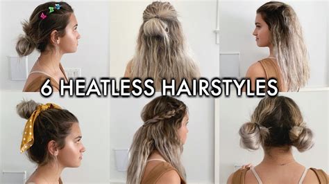 6 Easy Heatless Hairstyles For Back To School 2019 Youtube