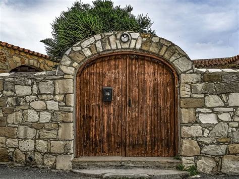 Hd Wallpaper Brown Wooden Door Gate Wall Old Stone Architecture