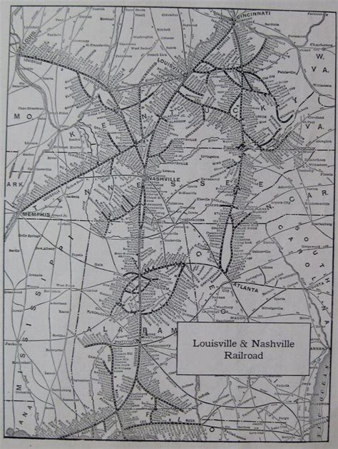 1918 LOUISVILLE and NASHVILLE RAILROAD Map Black and White Gallery Wall ...