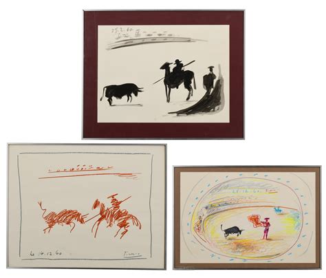 Lot Pablo Picasso Spanish 1881 1973 Three Bullfight Lithographs