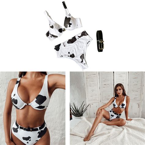 Sexy Cow Print Bikini High Waist Brazilian Swimsuit Women Two Piece